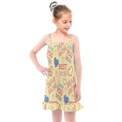 Love Mom Happy Mothers Day I Love Mom Graphic Pattern Kids  Overall Dress by Vaneshop