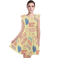 Love Mom Happy Mothers Day I Love Mom Graphic Pattern Tie Up Tunic Dress by Vaneshop