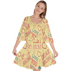 Love Mom Happy Mothers Day I Love Mom Graphic Pattern Velour Kimono Dress by Vaneshop