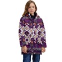 Rosette Kaleidoscope Mosaic Abstract Background Art Kids  Hooded Longline Puffer Jacket View1