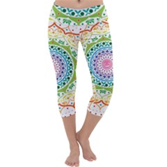 Mandala Pattern Rainbow Pride Capri Yoga Leggings by Vaneshop