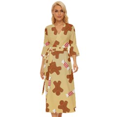 Gingerbread Christmas Time Midsummer Wrap Dress by Pakjumat