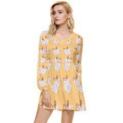 Background Stars Pattern Wallpaper Tiered Long Sleeve Mini Dress by Pakjumat