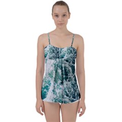 Blue Ocean Waves Babydoll Tankini Top by Jack14