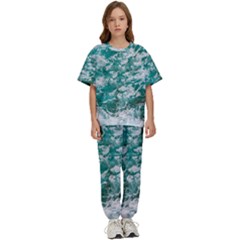 Blue Ocean Waves 2 Kids  T-shirt And Pants Sports Set by Jack14