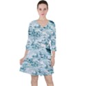 Ocean Wave Quarter Sleeve Ruffle Waist Dress View1