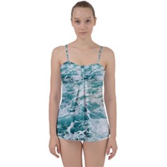 Blue Crashing Ocean Wave Babydoll Tankini Top by Jack14