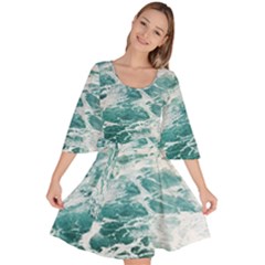 Blue Crashing Ocean Wave Velour Kimono Dress by Jack14