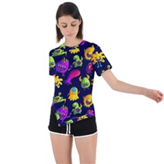 Space Patterns Asymmetrical Short Sleeve Sports T-shirt by Amaryn4rt