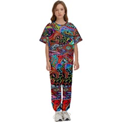 Vector Art Pattern - Kids  T-shirt And Pants Sports Set by Amaryn4rt