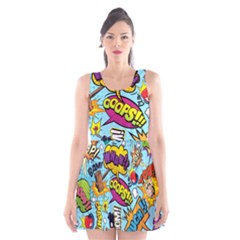 Comic Elements Colorful Seamless Pattern Scoop Neck Skater Dress by Amaryn4rt