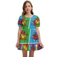 Pop Art Comic Vector Speech Cartoon Bubbles Popart Style With Humor Text Boom Bang Bubbling Expressi Kids  Short Sleeve Dolly Dress by Amaryn4rt