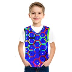 Blue Bee Hive Pattern Kids  Basketball Tank Top by Amaryn4rt