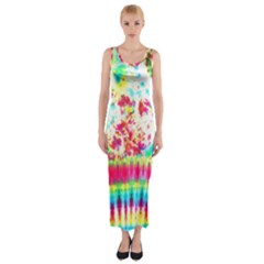 Pattern Decorated Schoolbus Tie Dye Fitted Maxi Dress by Amaryn4rt