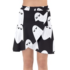 Ghost Halloween Pattern Wrap Front Skirt by Amaryn4rt