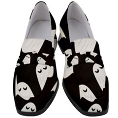 Ghost Halloween Pattern Women s Chunky Heel Loafers by Amaryn4rt