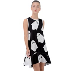 Ghost Halloween Pattern Frill Swing Dress by Amaryn4rt