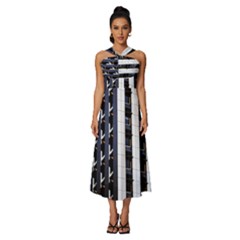 Architecture-building-pattern Sleeveless Cross Front Cocktail Midi Chiffon Dress by Amaryn4rt