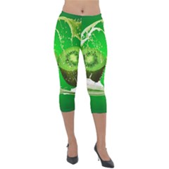 Kiwi Fruit Vitamins Healthy Cut Lightweight Velour Capri Leggings  by Amaryn4rt