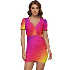 Rainbow Colors Low Cut Cap Sleeve Mini Dress by Amaryn4rt