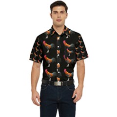 Background-pattern-chicken-fowl Men s Short Sleeve Pocket Shirt  by Amaryn4rt