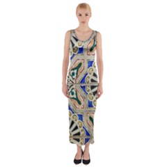 Ceramic-portugal-tiles-wall- Fitted Maxi Dress by Amaryn4rt