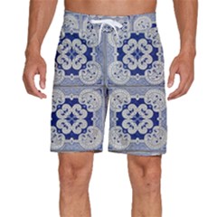 Ceramic-portugal-tiles-wall Men s Beach Shorts by Amaryn4rt