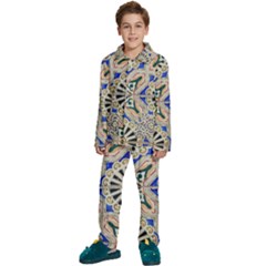 Ceramic-portugal-tiles-wall- Kids  Long Sleeve Velvet Pajamas Set by Amaryn4rt