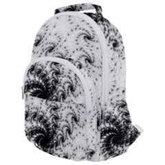 Fractal Black Spiral On White Rounded Multi Pocket Backpack by Amaryn4rt