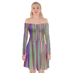 Striped-stripes-abstract-geometric Off Shoulder Skater Dress by Amaryn4rt