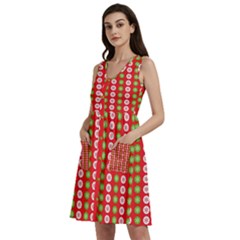 Festive Pattern Christmas Holiday Sleeveless Dress With Pocket by Amaryn4rt