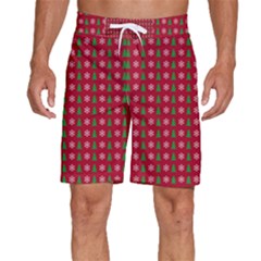 Snowflake Christmas Tree Pattern Men s Beach Shorts by Amaryn4rt