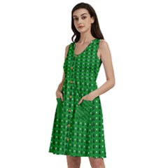 Green Christmas Tree Pattern Background Sleeveless Dress With Pocket by Amaryn4rt