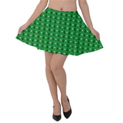 Green Christmas Tree Pattern Background Velvet Skater Skirt by Amaryn4rt