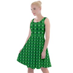 Green Christmas Tree Pattern Background Knee Length Skater Dress by Amaryn4rt