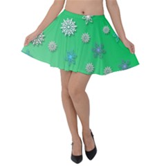 Snowflakes-winter-christmas-overlay Velvet Skater Skirt by Amaryn4rt