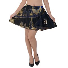 Christmas-advent-candle-arches Velvet Skater Skirt by Amaryn4rt