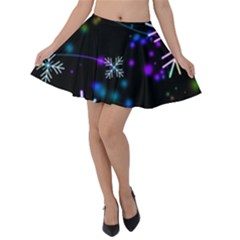 Snowflakes Snow Winter Christmas Velvet Skater Skirt by Amaryn4rt