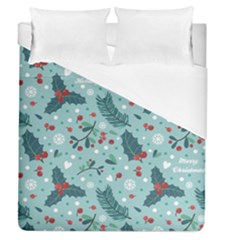 Seamless-pattern-with-berries-leaves Duvet Cover (queen Size) by Amaryn4rt