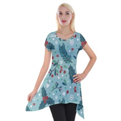 Seamless-pattern-with-berries-leaves Short Sleeve Side Drop Tunic by Amaryn4rt