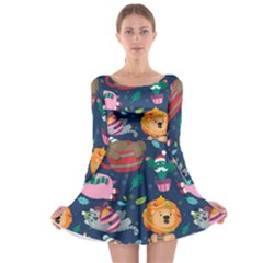 Funny-animal Christmas-pattern Long Sleeve Skater Dress by Amaryn4rt