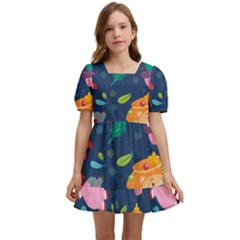 Funny-animal Christmas-pattern Kids  Short Sleeve Dolly Dress by Amaryn4rt