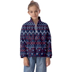 Christmas-concept-with-knitted-pattern Kids  Half Zip Hoodie by Amaryn4rt