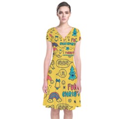 Colorful-funny-christmas-pattern Cool Ho Ho Ho Lol Short Sleeve Front Wrap Dress by Amaryn4rt