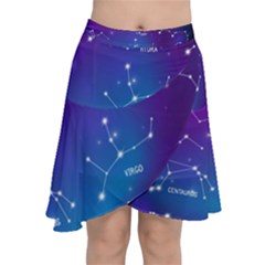 Realistic-night-sky-poster-with-constellations Chiffon Wrap Front Skirt by Amaryn4rt