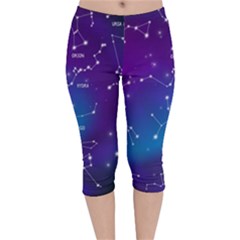 Realistic-night-sky-poster-with-constellations Velvet Capri Leggings  by Amaryn4rt