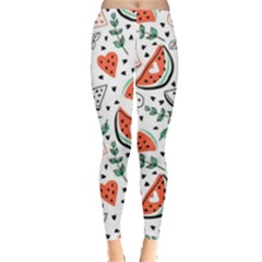 Seamless-vector-pattern-with-watermelons-mint Everyday Leggings  by Amaryn4rt