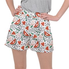 Seamless-vector-pattern-with-watermelons-mint Women s Ripstop Shorts by Amaryn4rt