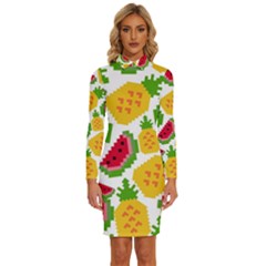 Watermelon-pattern-se-fruit-summer Long Sleeve Shirt Collar Bodycon Dress by Amaryn4rt