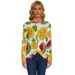 Watermelon-pattern-se-fruit-summer Long Sleeve Crew Neck Pullover Top by Amaryn4rt